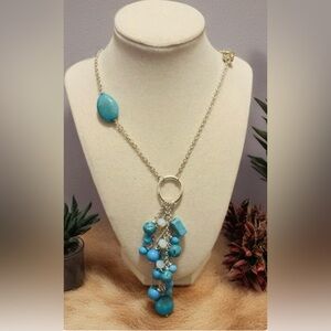 0111 Silver and Blue Beaded Necklace